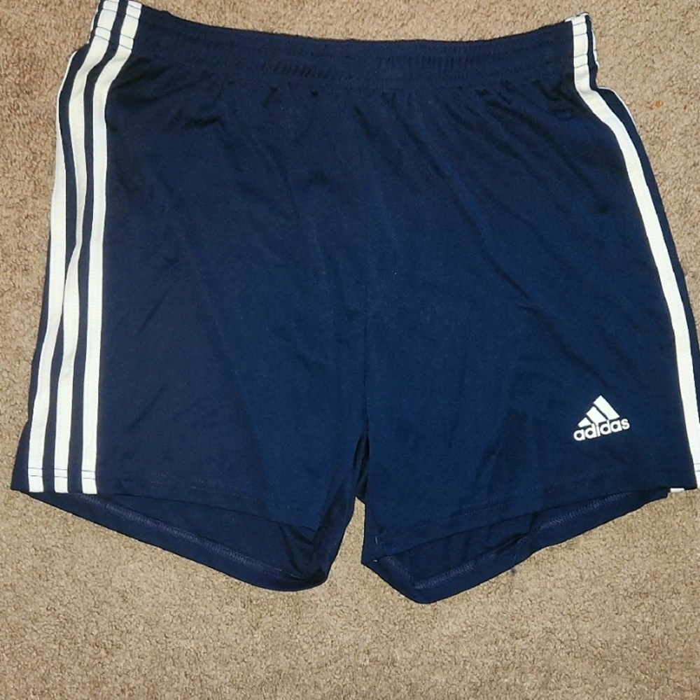 Adidas AEROREADY Blue White Strip Mens Athletic Shorts Size Medium.
